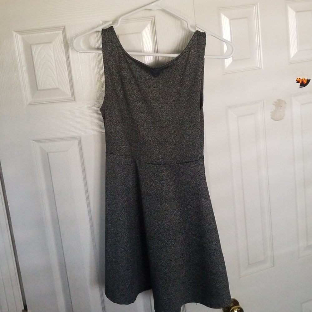 Gray plunge back skater dress